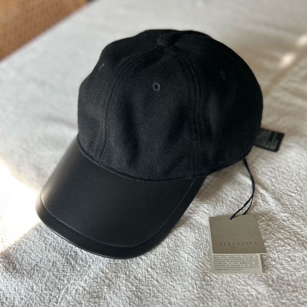 All Saints Leather Brim Baseball Cap